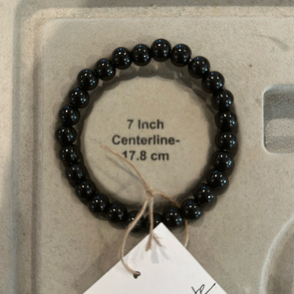 Reiki Infused Black Agate Natural Stone Bracelet - Picture 3 of 3
